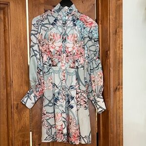 Karen Millen Floral Print Dress - Pink and Blue